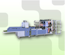 HIGH EFFICIENT DOUBLE DECK SEALING SYSTEM BAG MAKING MACHINE IN LINE WITH AUTO PUNCHER.